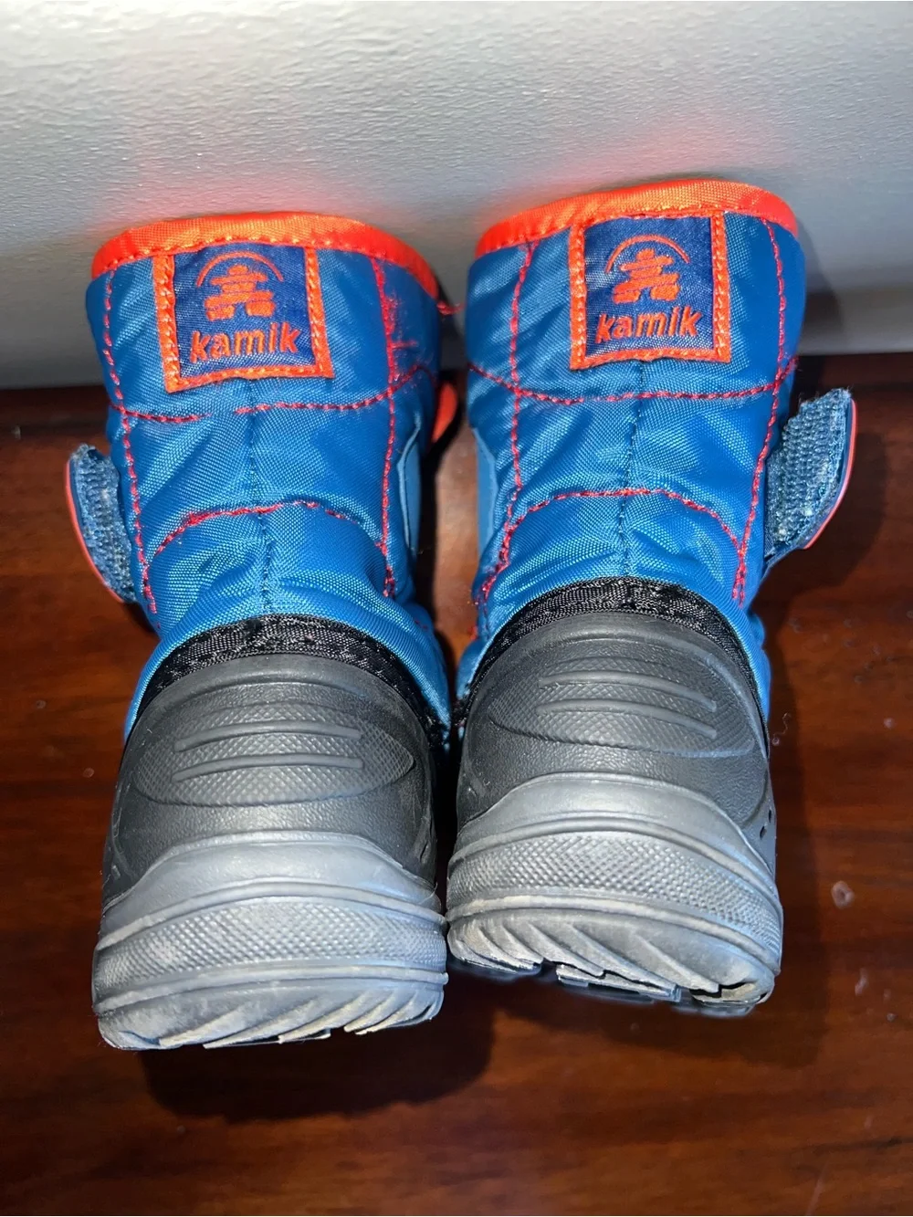 Kamik Kids waterproof Winter Boots Blue and Red with Easy Strap